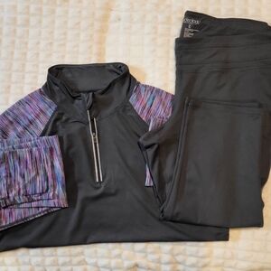 Ideology Black and Purple Activewear Set